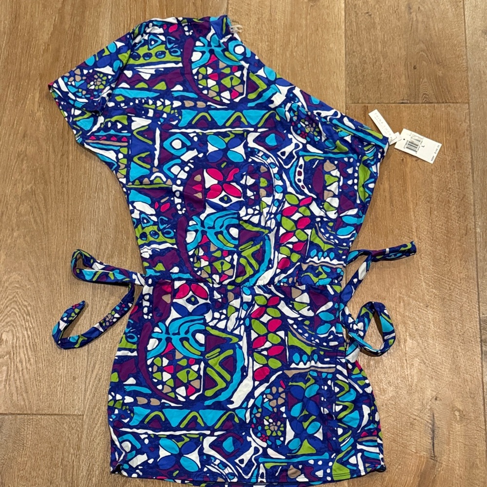 Trina Turk Blue and Purple Geometric Swim Coverup